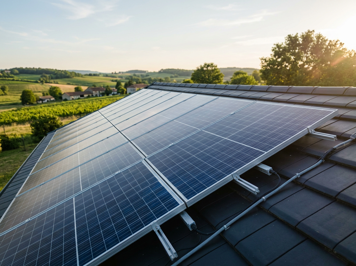 Panneaux solaires installés sur le toit d'une maison au soleil